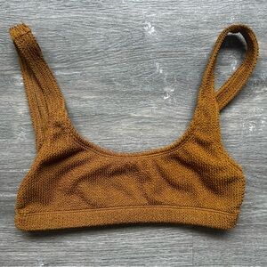 Good American Always Fits Scoop Bralette in Mustard Brown Size 1/2 Sm-Med